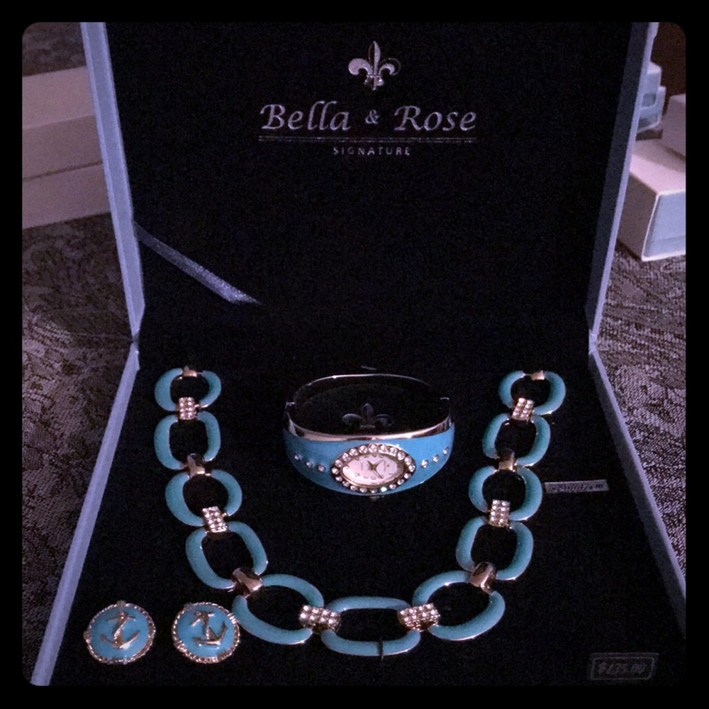 Bella & Rose necklace, watch & earrings. BRAND NEW